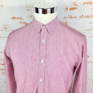 Theory Mens Linen Button Up Shirt Large L